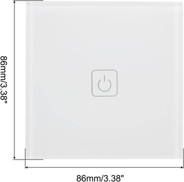 MECCANIXITY White Touch Lamp Switch 86mm Tempered Glass Panel