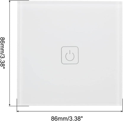 MECCANIXITY White Touch Lamp Switch 86mm Tempered Glass Panel