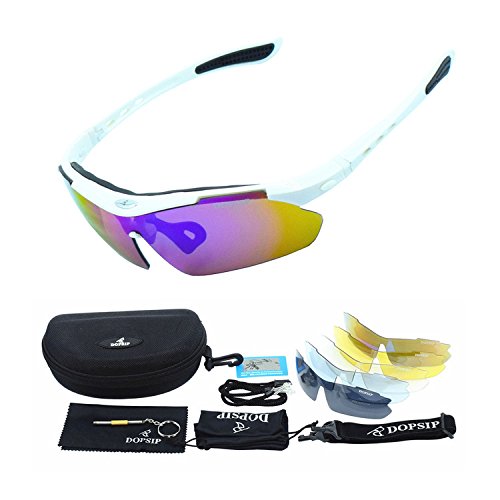 OBAOLAY Polarized Cycling Sunglasses with 5 UV Lenses – White