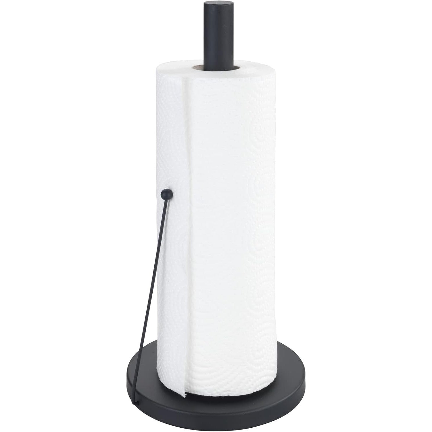 WENKO Clayton Black Free-Standing Kitchen Roll Holder – Powder-Coated Metal, Ø15×33cm