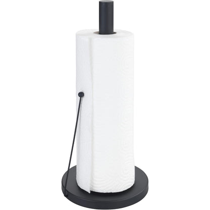 WENKO Clayton Black Free-Standing Kitchen Roll Holder – Powder-Coated Metal, Ø15×33cm