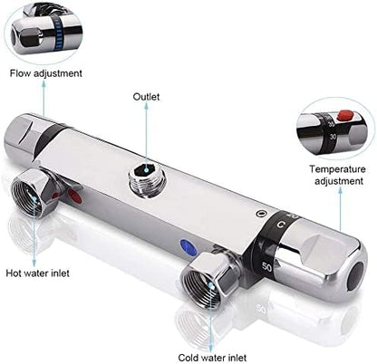 Uten Chrome Thermostatic Shower Mixer Bar Tap – Anti‑Scald Constant Temperature