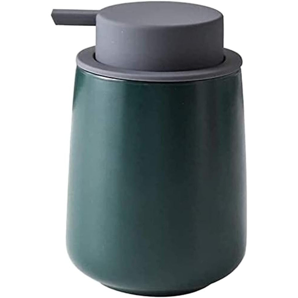 Ceramic Hand Pump Soap Dispenser with Refillable Green Bottle