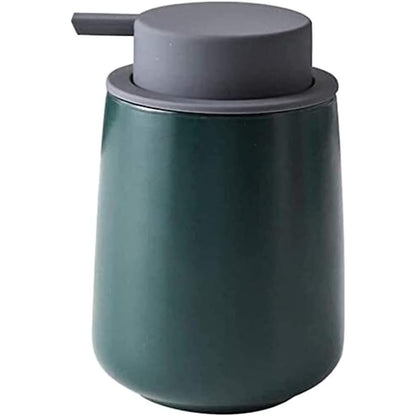 Ceramic Hand Pump Soap Dispenser with Refillable Green Bottle