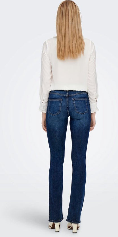 ONLY Mid Blush Flared Denim Jeans for Women Dark Blue