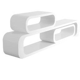 Retro White Wall Shelf Set – Large and Two Small Shelves