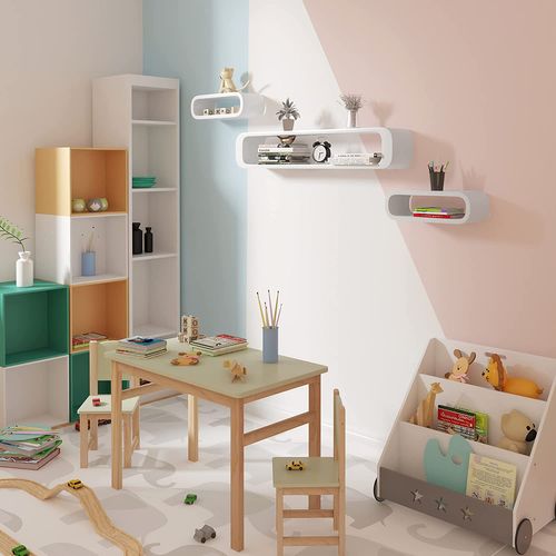 Retro White Wall Shelf Set – Large and Two Small Shelves
