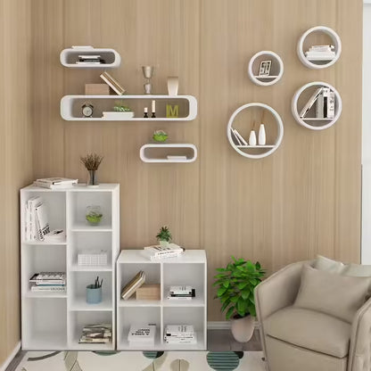 Retro White Wall Shelf Set – Large and Two Small Shelves