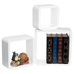 White MDF Wall Cube Shelf – 3 Pack for CDs