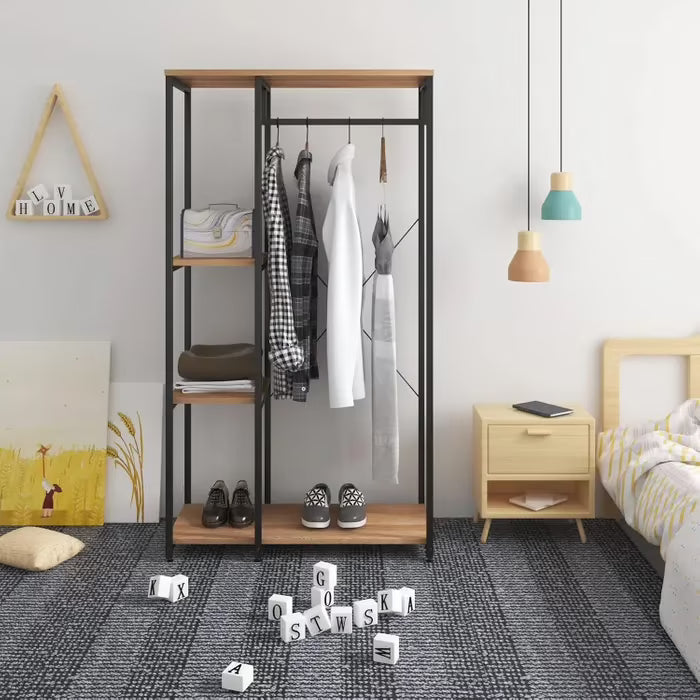 WOLTU Clothes Rack, Organized Wardrobe Stand, Laundry Rack, Open Wardrobe with 4 Shelves