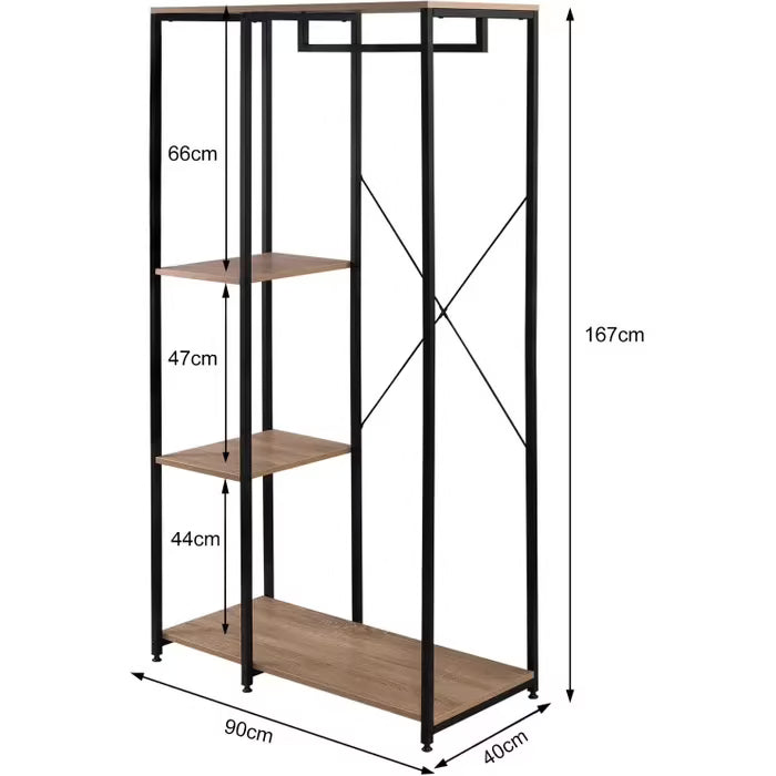 WOLTU Clothes Rack, Organized Wardrobe Stand, Laundry Rack, Open Wardrobe with 4 Shelves