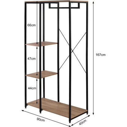 WOLTU Clothes Rack, Organized Wardrobe Stand, Laundry Rack, Open Wardrobe with 4 Shelves