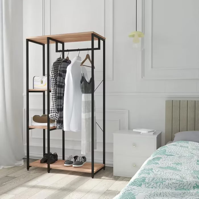 WOLTU Clothes Rack, Organized Wardrobe Stand, Laundry Rack, Open Wardrobe with 4 Shelves