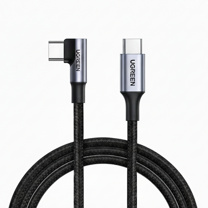 UGREEN USB C to USB C Cable Right Angle 2m 100W 5A PD Fast Charge 90 Degree Braided for iPhone 17-15 MacBook Samsung