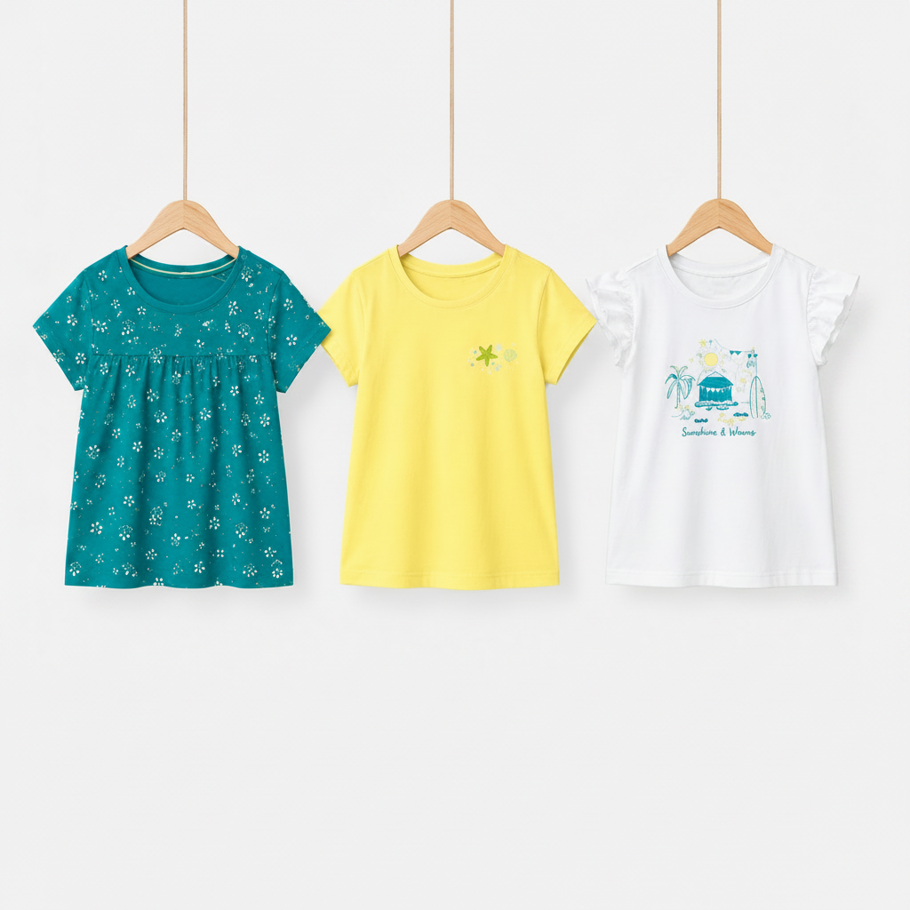 lupilu Girls' T-Shirt 3‑Pack