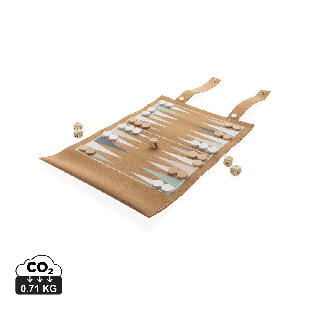 Britton Foldable Cork Backgammon & Checkers Game Set: Portable, FSC®-Certified Fun - Gomix Brands Outlet