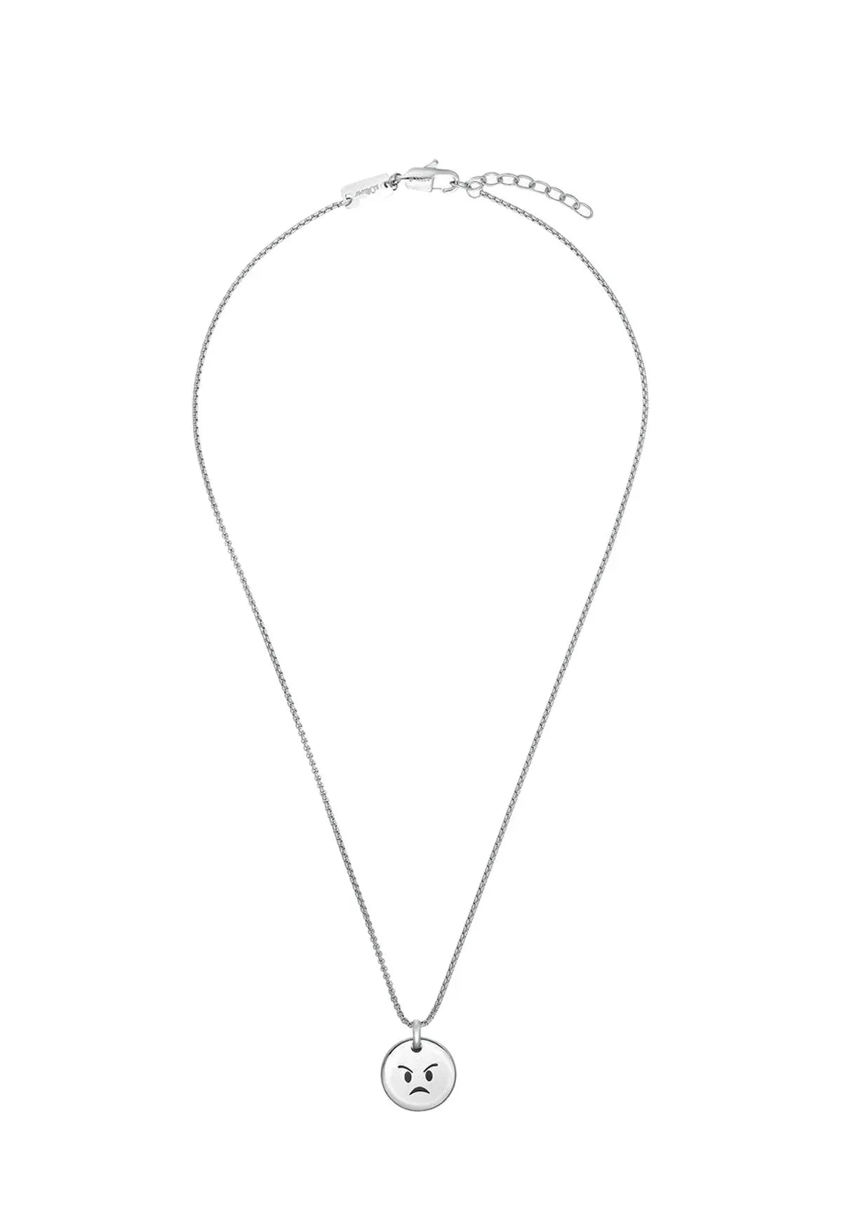 s.Oliver Reversible Smiley Face Silver Necklace, Polished Stainless Steel, 43cm Length - Gomix Brands Outlet