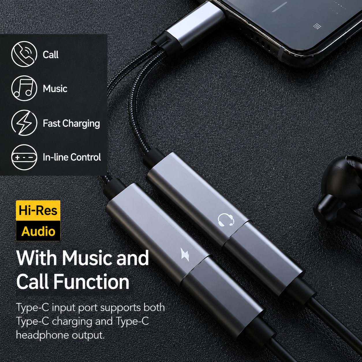 Ownkim 2-in-1 Dual USB-C Audio and Charging Adapter 60W