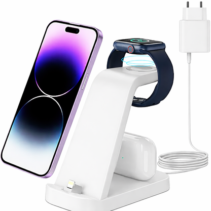 Apetiy 3-in-1 18W Portable Apple Charging Station White