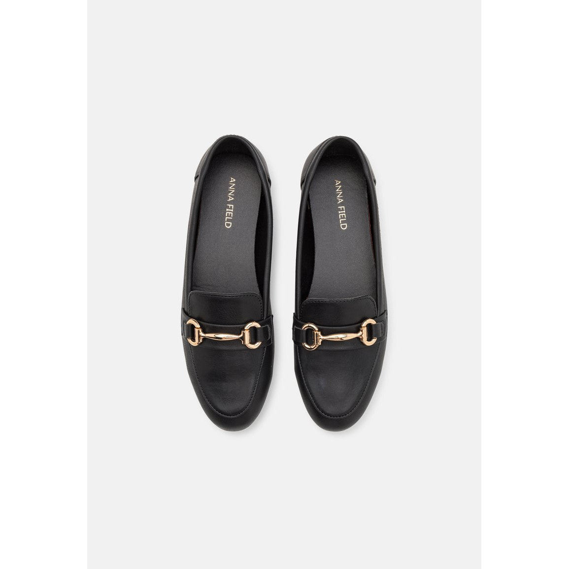 Anna Field Women's Black Faux Leather Wide Fit Slip-On Loafers for Comfort