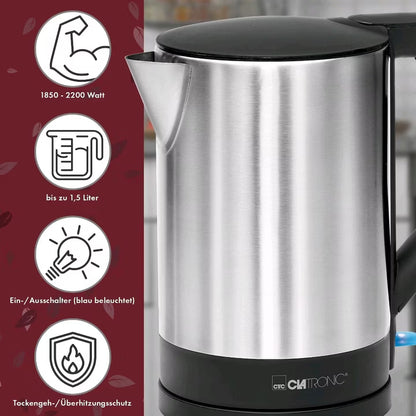 Clatronic Water Kettle WKS 3692 Black Stainless Steel 1.5L