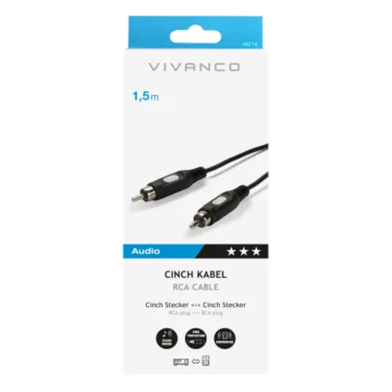 VIVANCO High Quality Shielded RCA Cable for Audio Interconnects