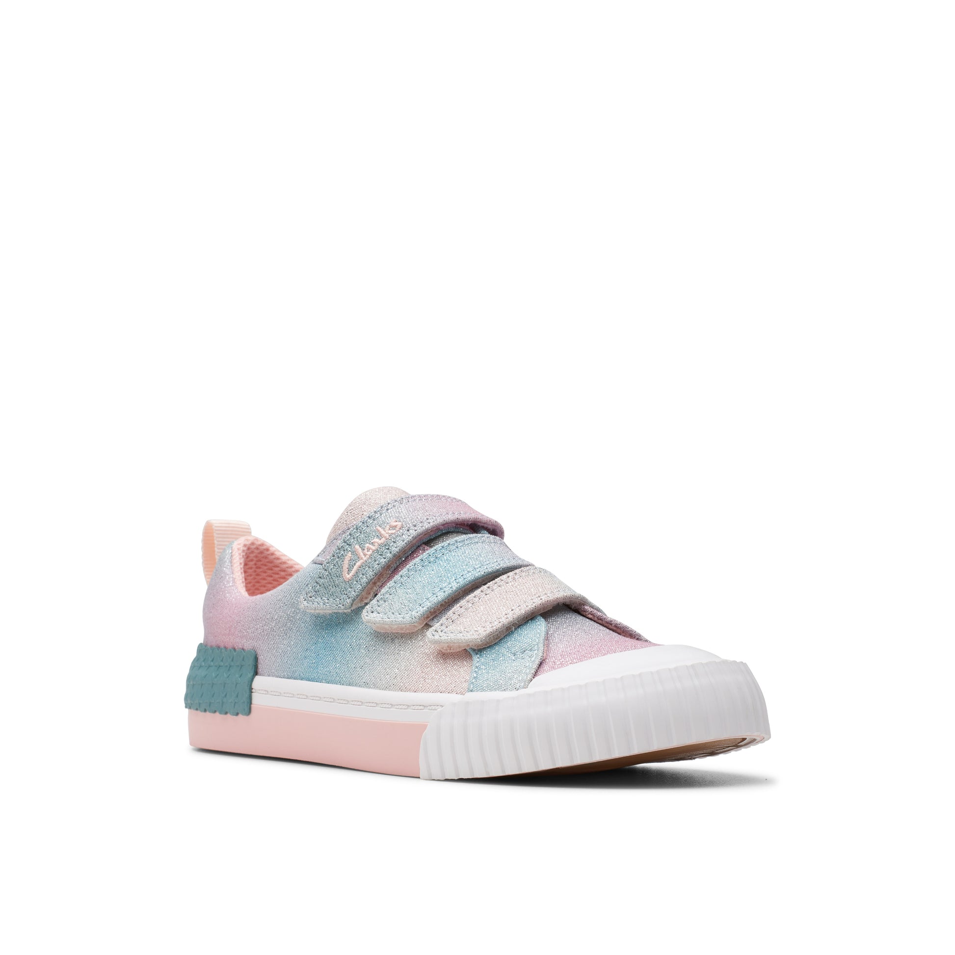 Clarks FoxingBrill K. Pastel Ombré Glitter Girls' Shoes - Comfortable Riptape Design