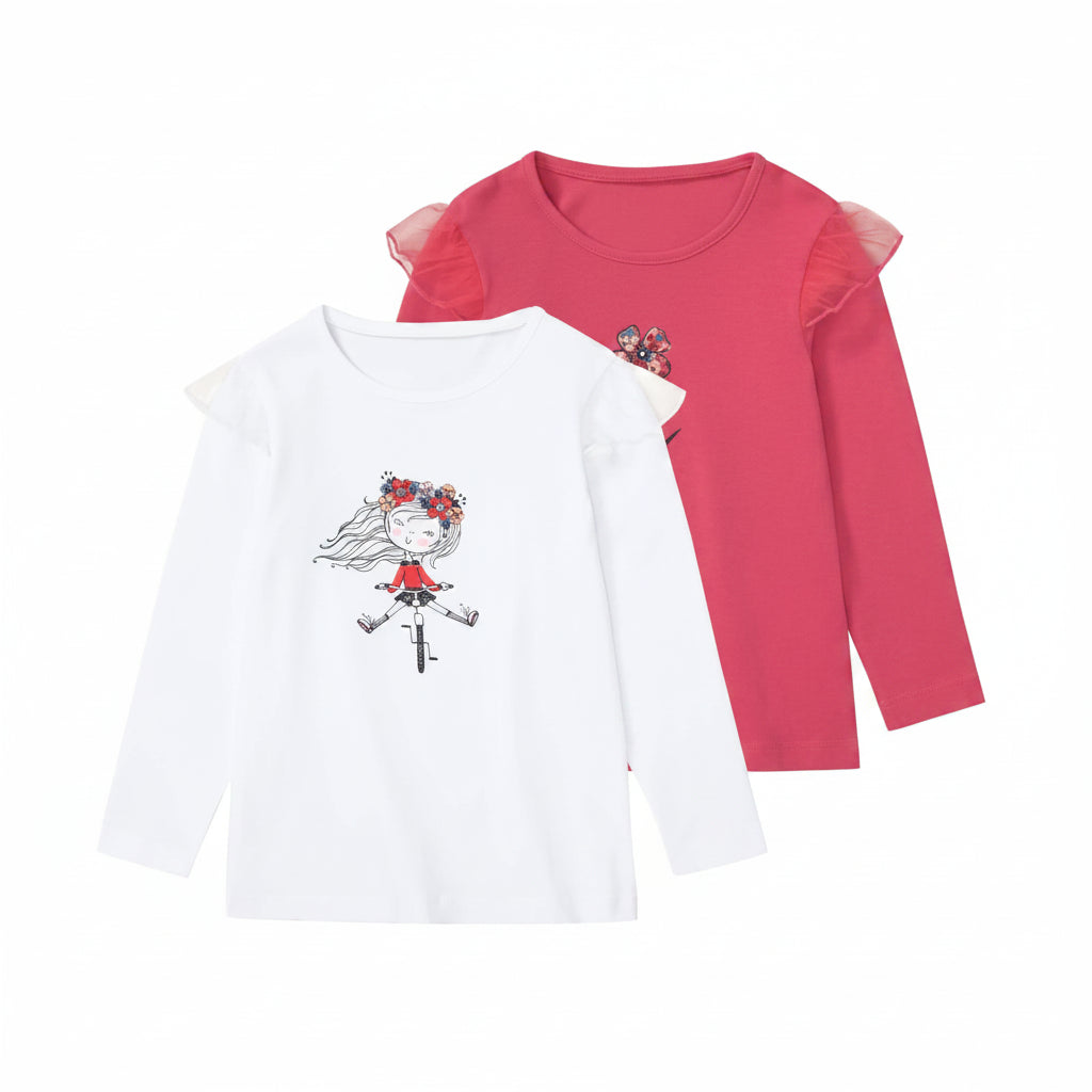 Lupilu Girls Long Sleeve T-Shirt, 2 pcs