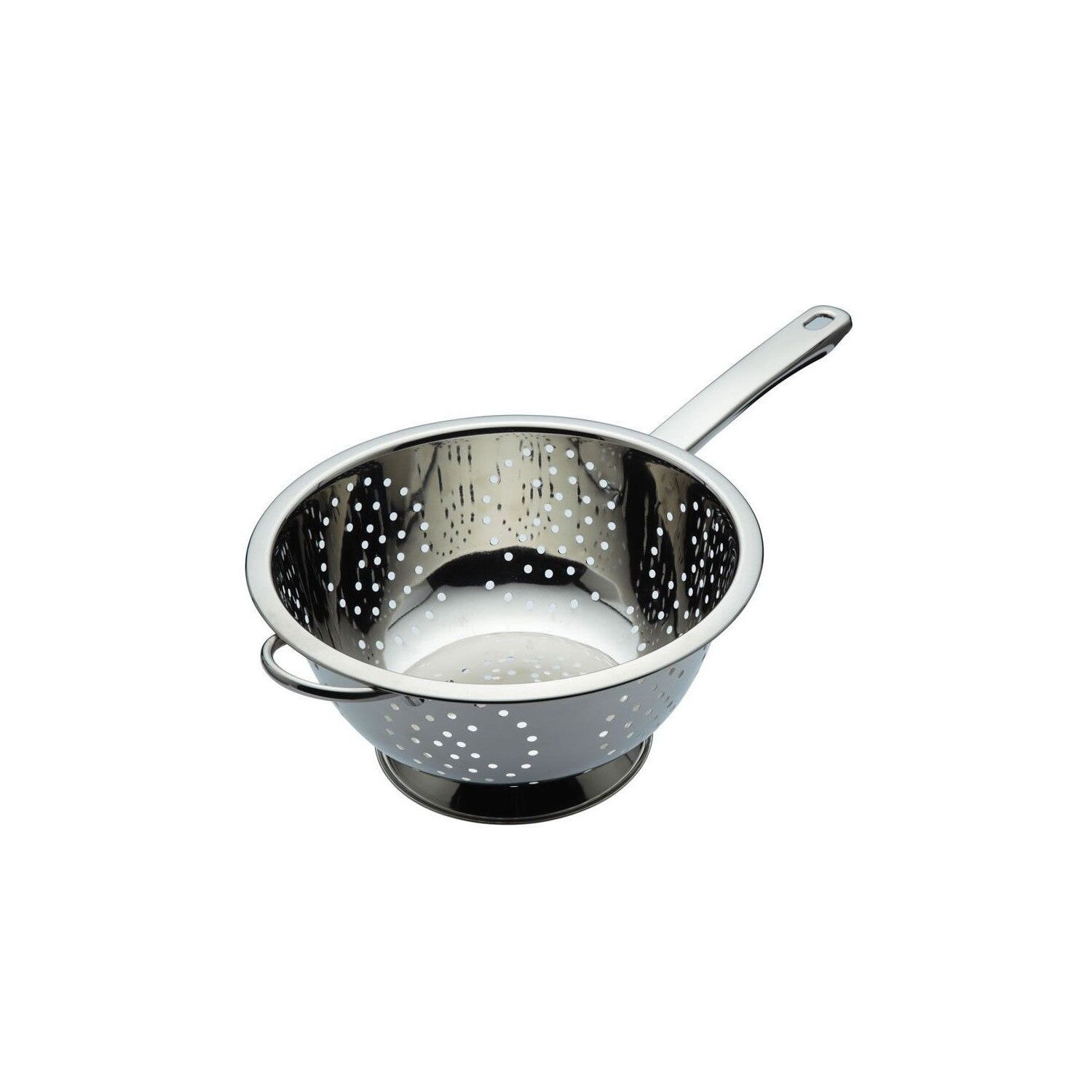 Durable Stainless Steel Long Handled 24cm Colander for Effortless Kitchen Draining