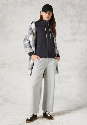 Cecil Women's Lightweight Grey Zip-Up Cardigan Hoodie - Soft Cotton Blend Knitwear