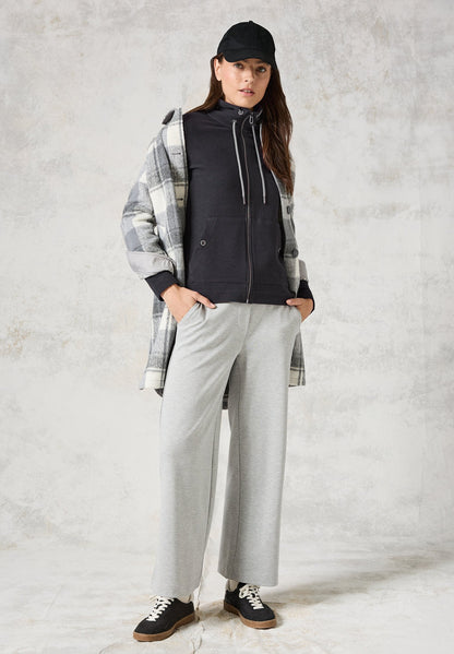 Cecil Women's Lightweight Grey Zip-Up Cardigan Hoodie - Soft Cotton Blend Knitwear