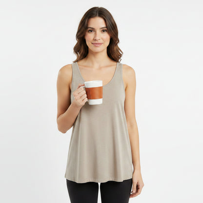 Esmara Women's Lightweight Linen Taupe Top XS (32/34)