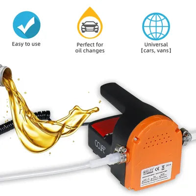 CCLIFE 12V 60W Portable Oil Extractor Pump Diesel Fuel Pump Orange