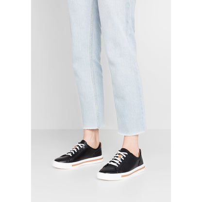 Clarks Unstructured UN Maui Lace Women's Black Leather Comfort Trainers
