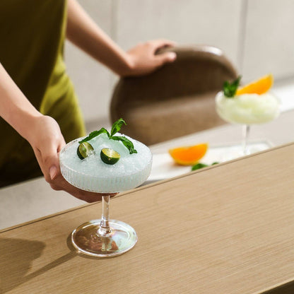 Iridescent Rainbow Coupe Glasses Set of Four – Hand‑Blown Cocktailware