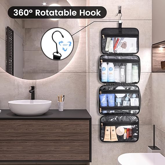 Hanging Toiletry Bag – Waterproof 4‑Compartment Travel Organizer