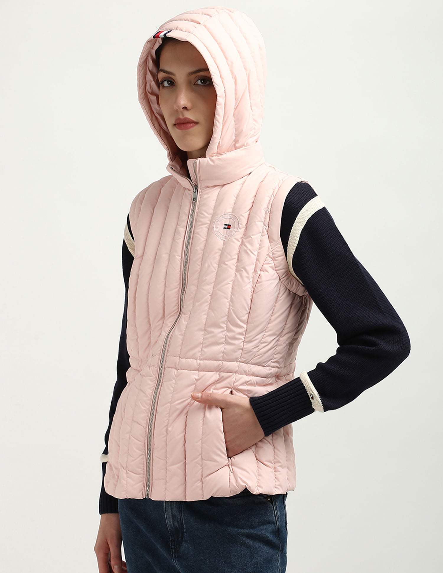 Tommy Hilfiger Women's Sustainable Hooded Quilted Down Vest, Whimsy Pink