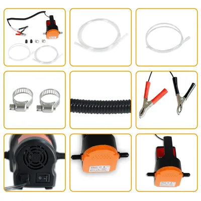 CCLIFE 12V 60W Portable Oil Extractor Pump Diesel Fuel Pump Orange