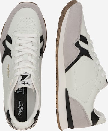 Pepe Jeans Brit Supra Men's Casual White Leather Sneakers with Treaded Sole