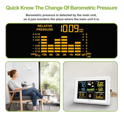 Baldr Wireless Weather Station with Color LCD, Barometer, Moon Phase