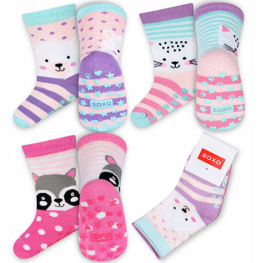 Soxo Antislip Children's Cotton Socks - Set 3 Pair