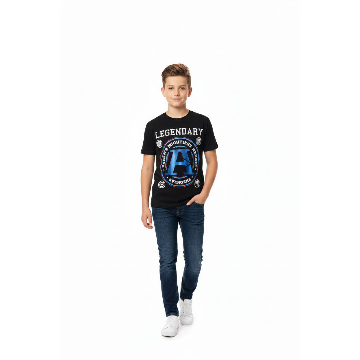 Marvel Avengers Black Kids Comfortable T-Shirt Size 134-140 CM