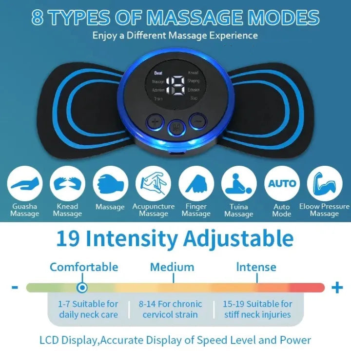 EMS Mini Body Massager Portable Rechargeable Electric Muscle Stimulation Blue