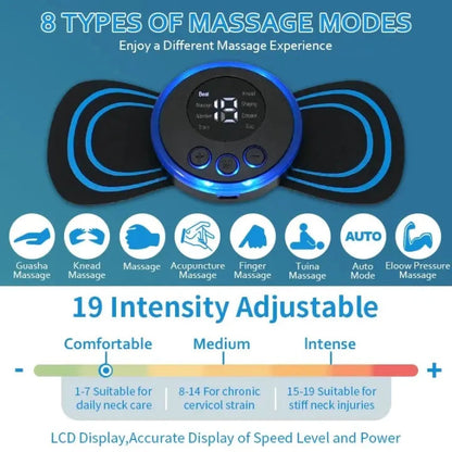 EMS Mini Body Massager Portable Rechargeable Electric Muscle Stimulation Blue