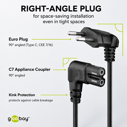Goobay 97355 Euro Plug to C7 Power Cable 90°