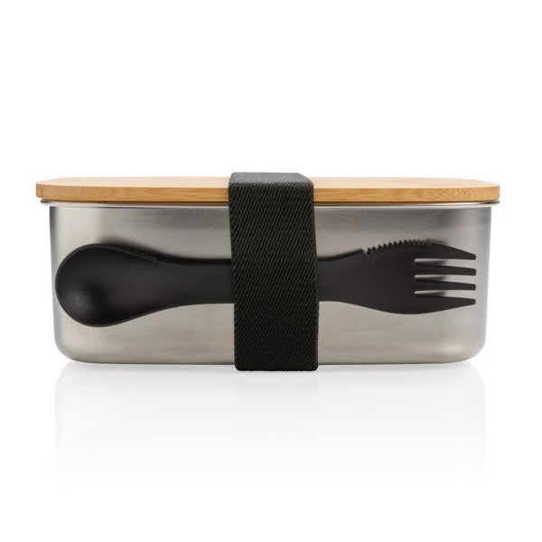Premium Stainless Steel Lunchbox with Bamboo Lid & Spork for Healthy Meals
