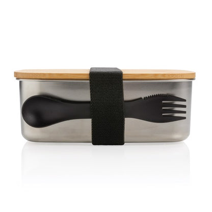 Premium Stainless Steel Lunchbox with Bamboo Lid & Spork for Healthy Meals