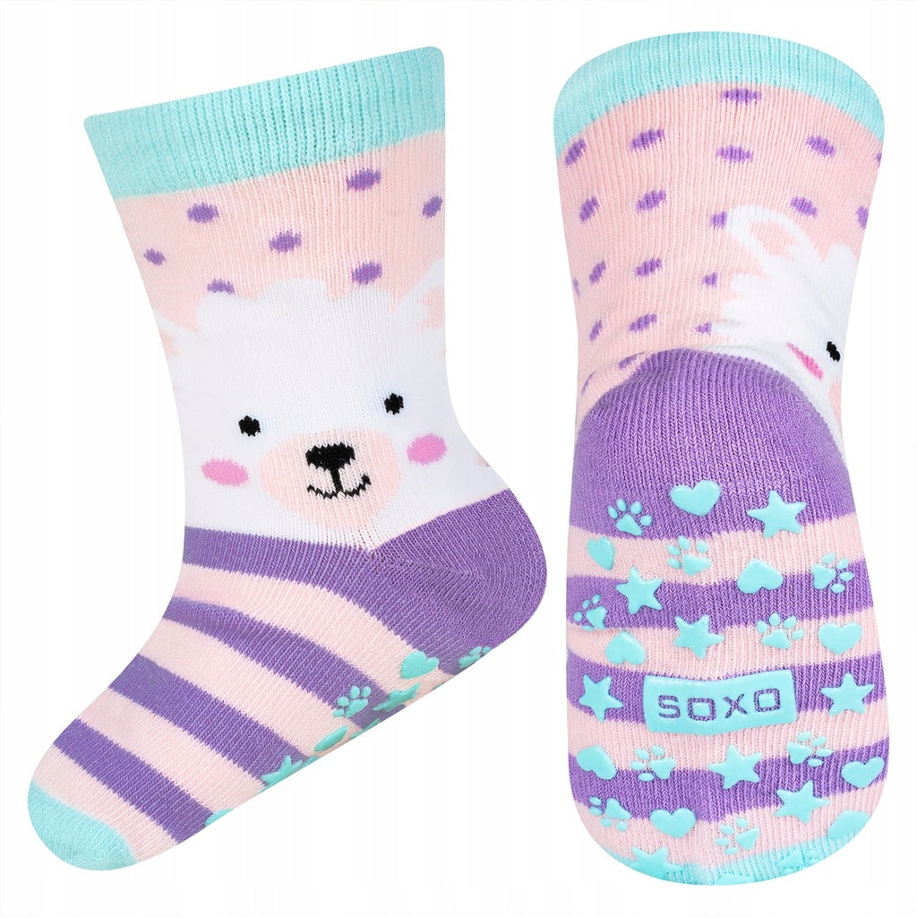 Soxo Antislip Children's Cotton Socks - Set 3 Pair