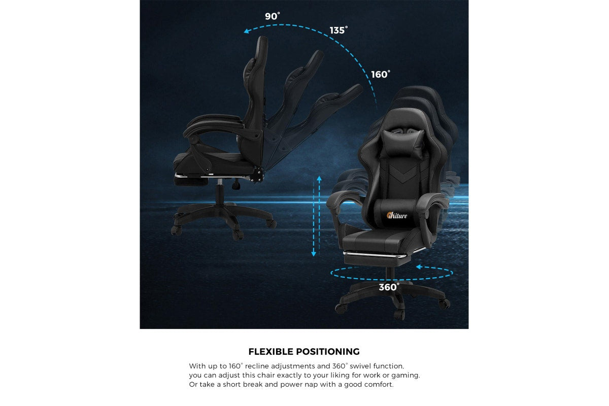 Oikiture RGB LED Gaming Massage Chair with 8-Point Support