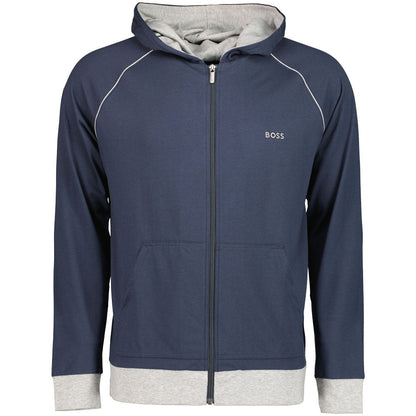 Hugo Boss Men's Lightweight Zip Hoodie with Contrast Piping – Navy